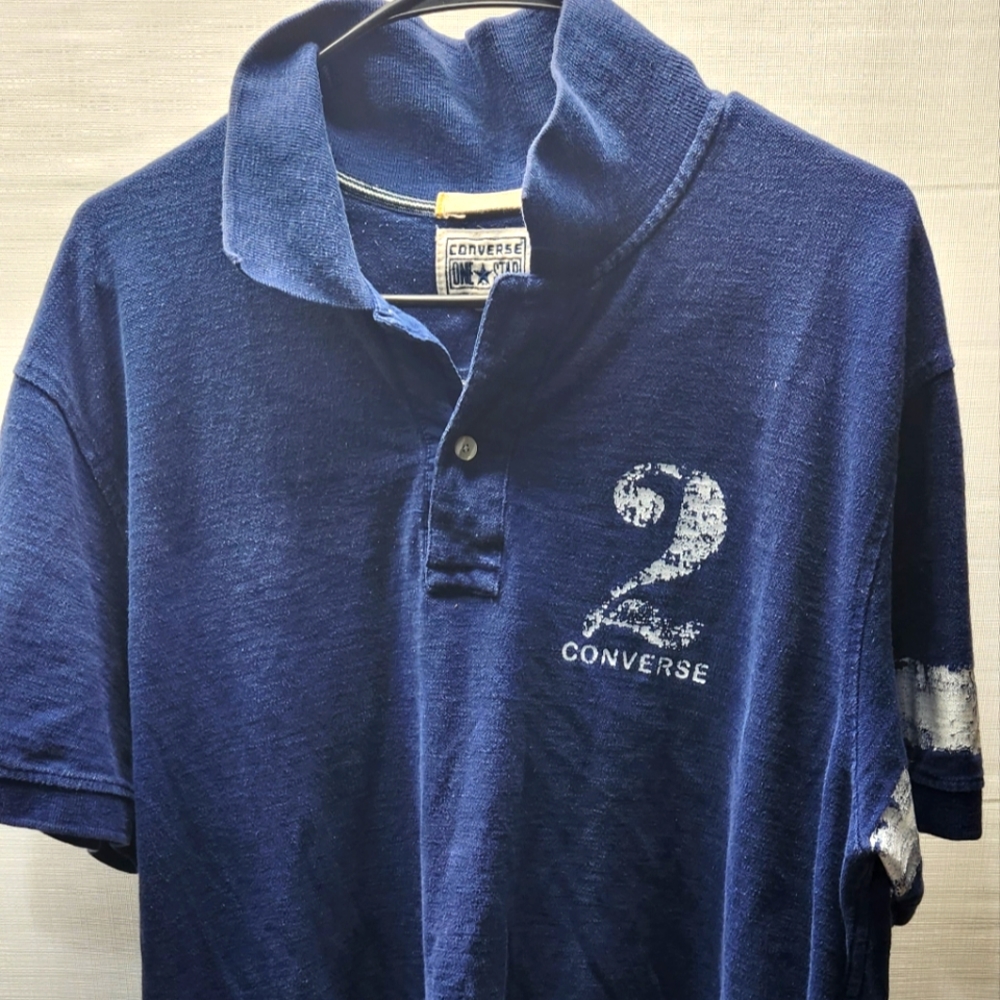 Converse One Star Polo Shirt Navy Blue XL E12